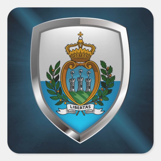 San Marino Metallic Emblem Vierkante Sticker (Voorkant)
