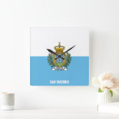 San Marino National Flag Patriotic Vierkante Klok (Huis)
