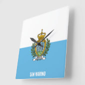 San Marino National Flag Patriotic Vierkante Klok (Hoek)