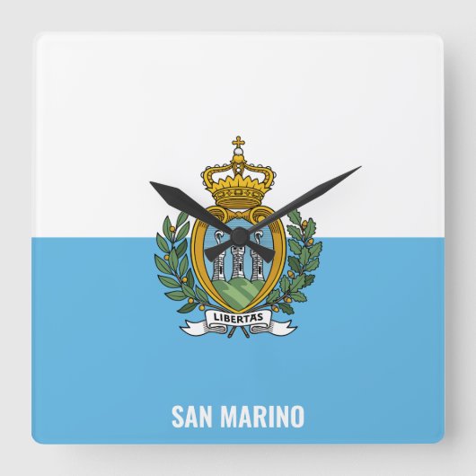 San Marino Nationale Vlag Patriottisch Vierkante Klok (Voorkant)