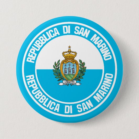San Marino Round Emblem Ronde Button 7,6 Cm (Voorkant)