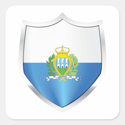 San Marino Silver Shield Flag Vierkante Sticker (Voorkant)