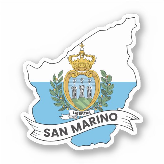 San Marino Vlag Kaart Sticker (Voorkant)