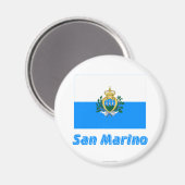San Marino Vlag met Naam Magneet (Voorkant / Achterkant)