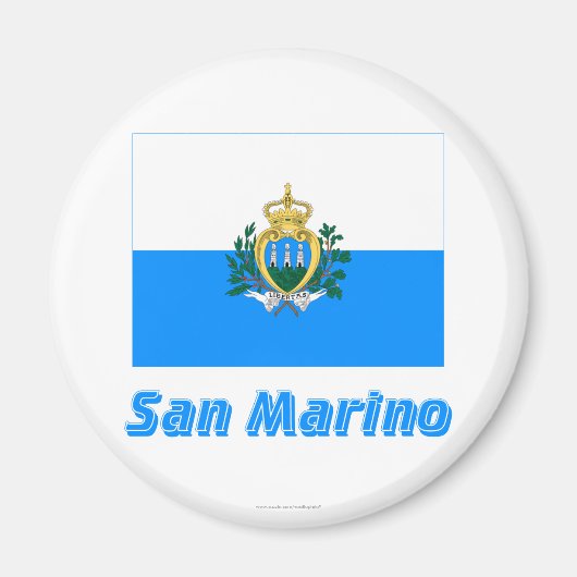 San Marino Vlag met Naam Magneet (Voorkant)