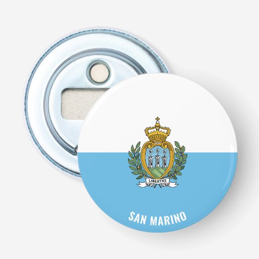 San Marino vlag Schitterende patriottische botteno Button Flesopener (Voorkant)
