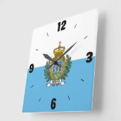 San Marino-vlaggetallen blauw witte jasje Vierkante Klok (Hoek)