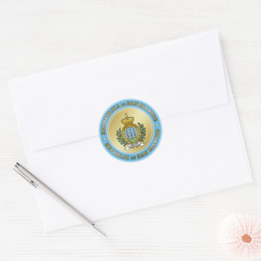 San Marino-wapenstilstand Ronde Sticker (Envelop)