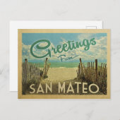 San Mateo Beach Vintage Travel Briefkaart (Voorkant / Achterkant)