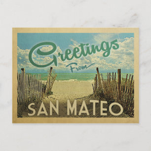 San Mateo Beach Vintage Travel Briefkaart