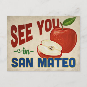 San Mateo California Apple - Vintage Travel Briefkaart
