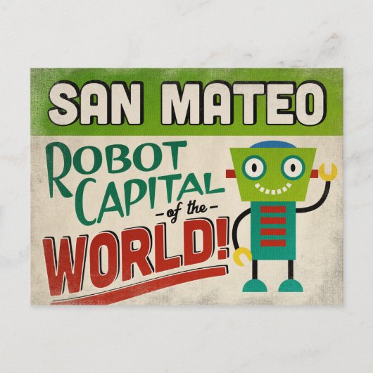 San Mateo California Robot - Funny Briefkaart (Voorkant)
