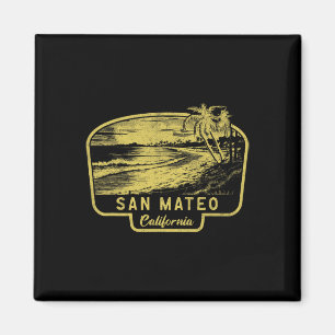 San Mateo Californië Strand Surf Vintage Blauw Magneet