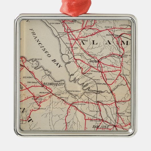 San Mateo, Santa Cruz, Santa Clara, Alameda Metalen Ornament (Voorkant)