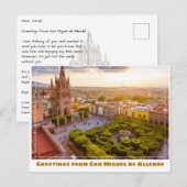 San Miguel de Allende Church met tuin Briefkaart (Voorkant / Achterkant)