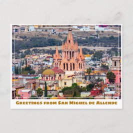 San Miguel de Allende Colorful Building & Church Briefkaart