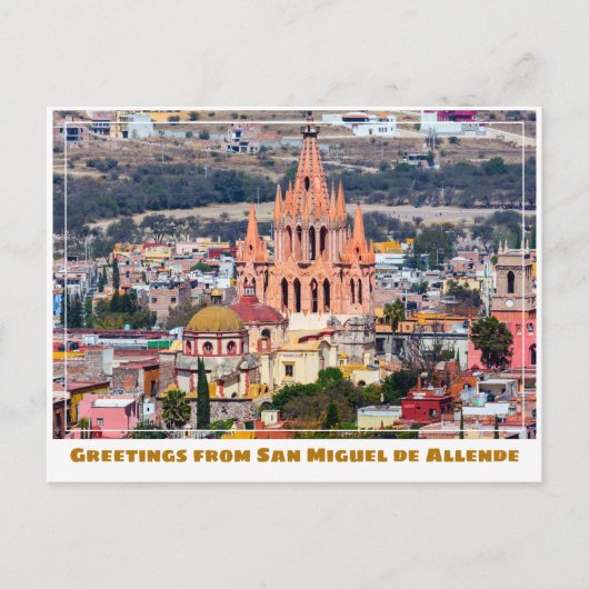 San Miguel de Allende Colorful Building & Church Briefkaart (Voorkant)