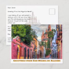 San Miguel de Allende Colorful Homes & Church Briefkaart