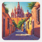 San Miguel de Allende Mexico Reizen Vierkante Sticker (Voorkant)
