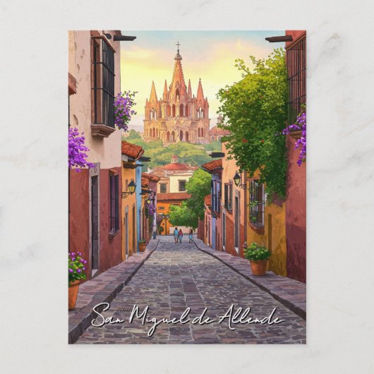 San Miguel de Allende Mexico Travel Waterverf Briefkaart (Voorkant)