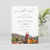 San Miguel Waterverf bestemming bruiloft Save The Date (Staand voorkant)