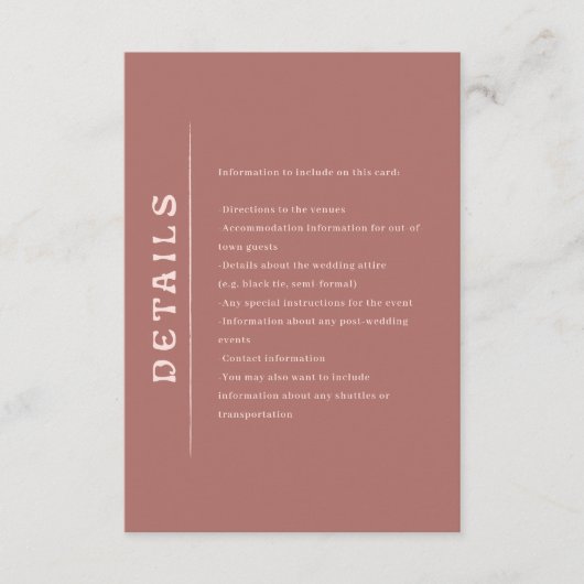 San Miguel Wedding Enclosure Card Informatiekaartje (Voorkant)