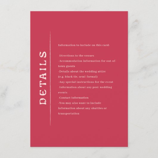 San Miguel Wedding Informatiekaartje (Voorkant)