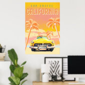 San Onofre, California Sunset. Koel  Surf Poster (Thuiskantoor)