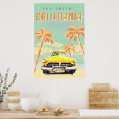 San Onofre, Californië Cool Retro Surf Travel Poster (Keuken)