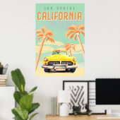 San Onofre, Californië Cool Retro Surf Travel Poster (Thuiskantoor)