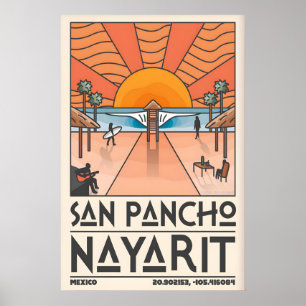 San Pancho Nayarit Reisposter Retro Strand Scene Poster