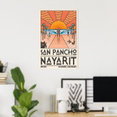 San Pancho Nayarit Reisposter Retro Strand Scene Poster (Thuiskantoor)