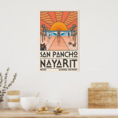 San Pancho Nayarit Reisposter Retro Strand Scene Poster (Keuken)