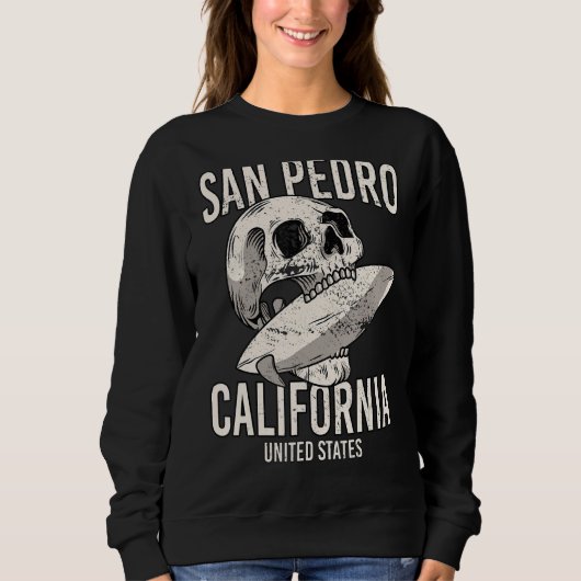 San Pedro Beach California CA Retro Surfer Trui (Voorkant)