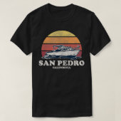 San Pedro CA  Boating 70 s Retro Boat Design T-shirt (Design voorkant)