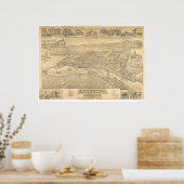 San Pedro, CA. Panoramische kaart 1895 (1319A) Poster (Keuken)