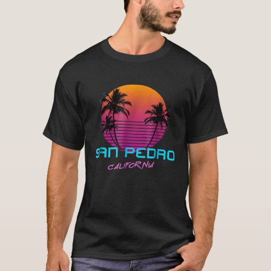 San Pedro California Retro 80s Shirt (Voorkant)