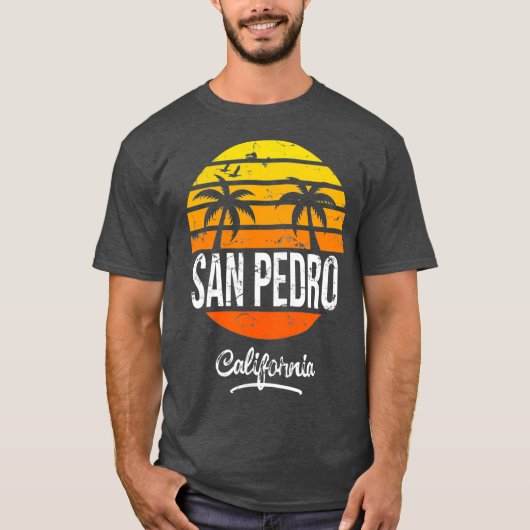 San Pedro California Retro Beach Stijl T-shirt (Voorkant)