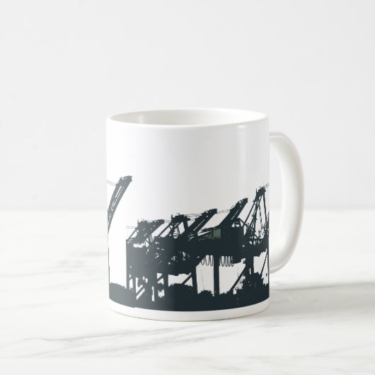 San Pedro Harbour Cranes Coffee Mok (Voorkant rechts)