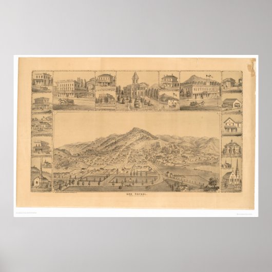 San Rafael, CA. Panoramische kaart (1576A) Poster (Voorkant)