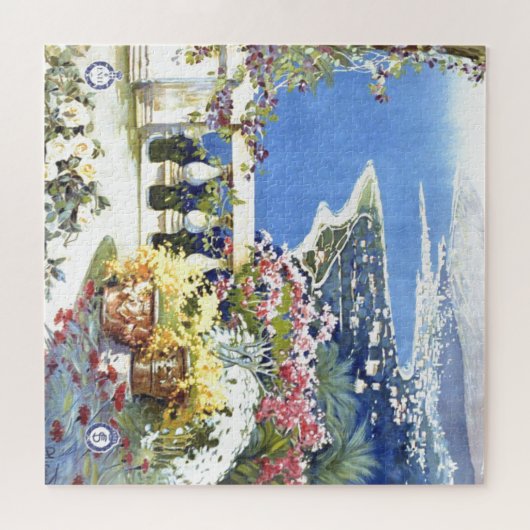  San Remo Italië - Illustratie reizen Europa Legpuzzel (Horizontaal)