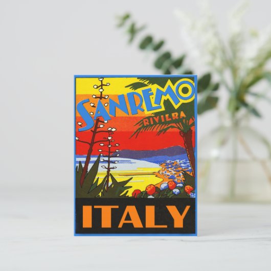 San Remo riviera, Italië, oud briefkaart (Staand voorkant)