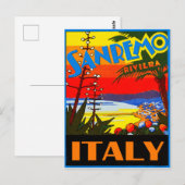 San Remo riviera, Italië, oud briefkaart (Voorkant / Achterkant)
