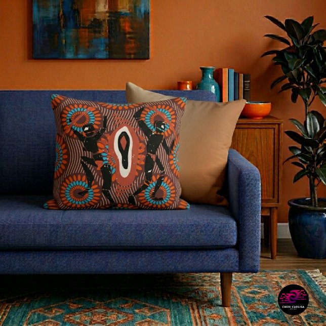 San Rock Ritme Linocut Kussen (Throw pillow with a bold statement. Designed to own the room.)
