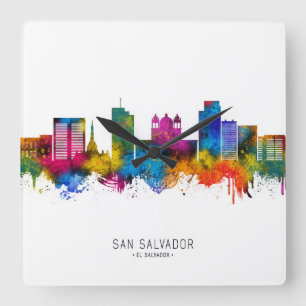 San Salvador El Salvador Silhouet Vierkante Klok