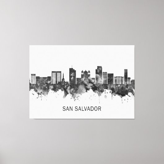 San Salvador El Salvador Skyline BW Canvas Afdruk (Voorkant)