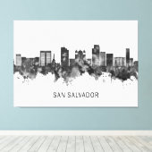 San Salvador El Salvador Skyline BW Canvas Afdruk (Insitu (Houten vloer))