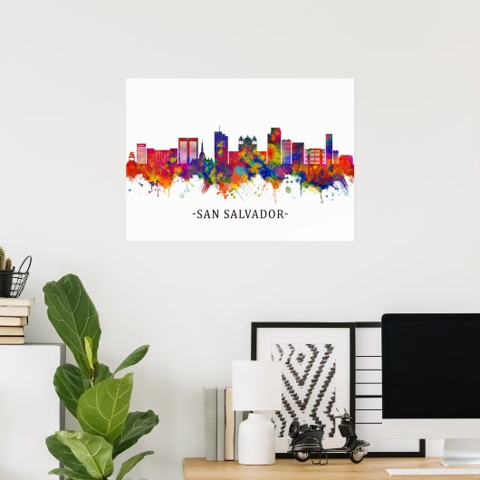 San Salvador El Salvador Skyline Poster (Thuiskantoor)