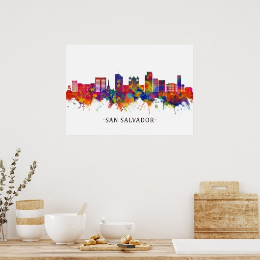 San Salvador El Salvador Skyline Poster (Keuken)