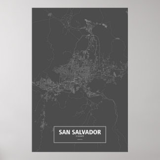 San Salvador, El Salvador (wit op zwart) Poster